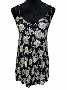 Brandy Melville Black Camisole with Cream Floral Print